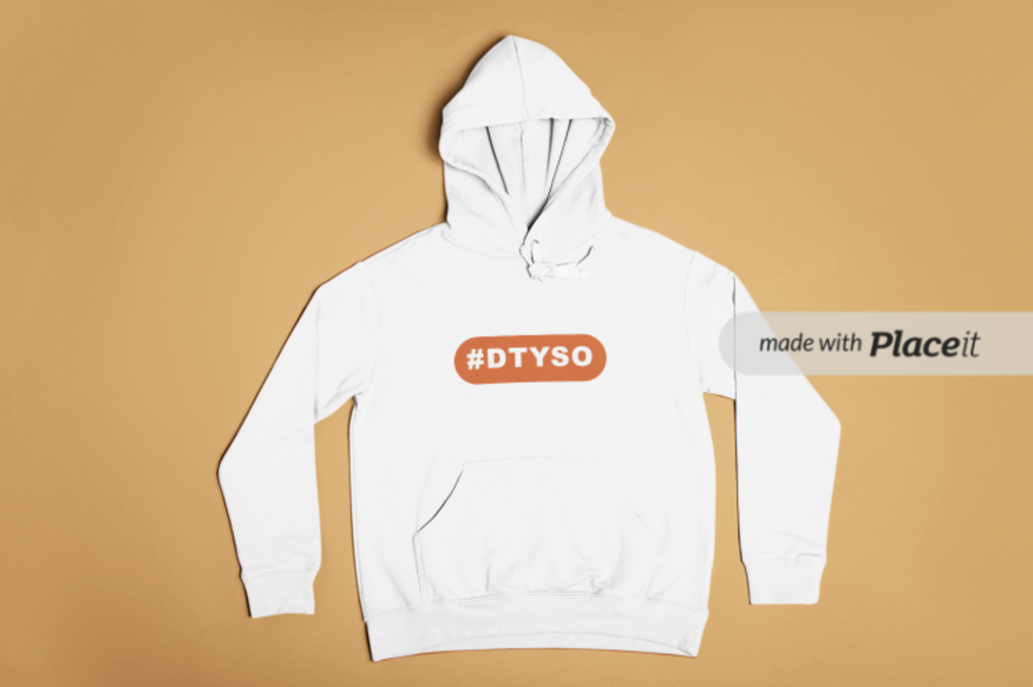 DTYSO hoodie — white with #DTYSO badge